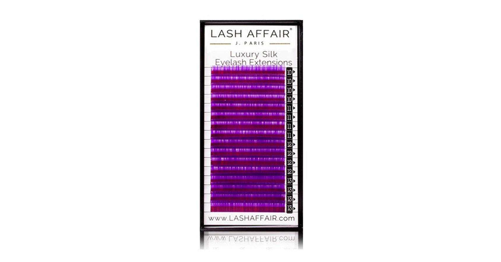 Lash Affair Colored Lashes Mixed Length C-Curl: Medium 10-13mm x .15 - Purple