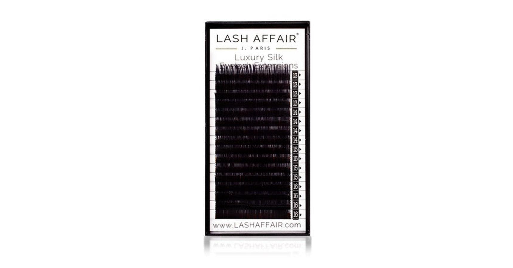 Lash Affair Volume Silk Lashes Mixed Length, B-Curl: Short 7-10mm x .05 - Black