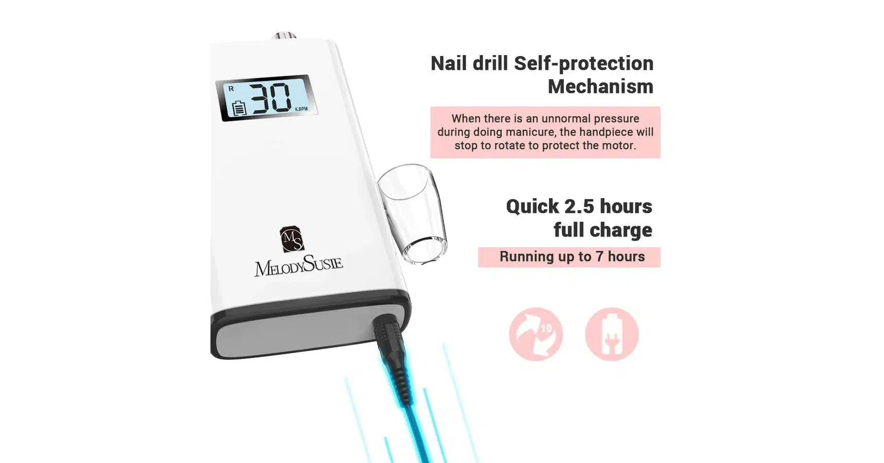 MelodySusie Scamander Rechargeable Nail Drill (white)