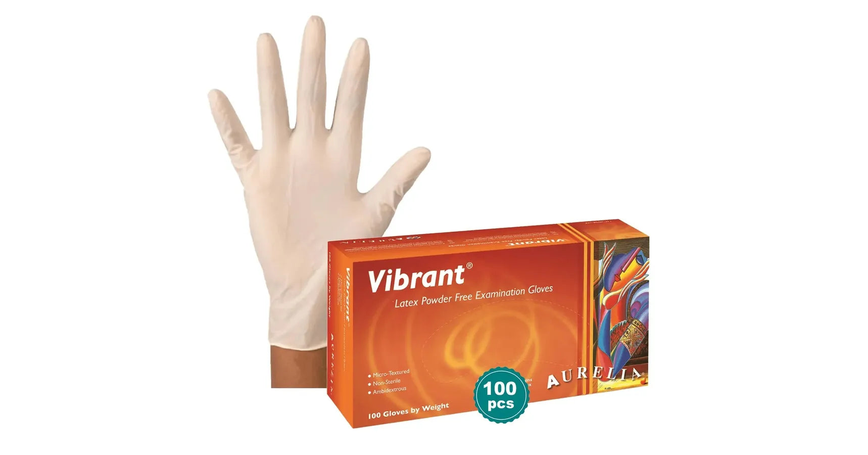 Gloves - Aurelia Vibrant Latex (Powder Free) Large (100/Box)