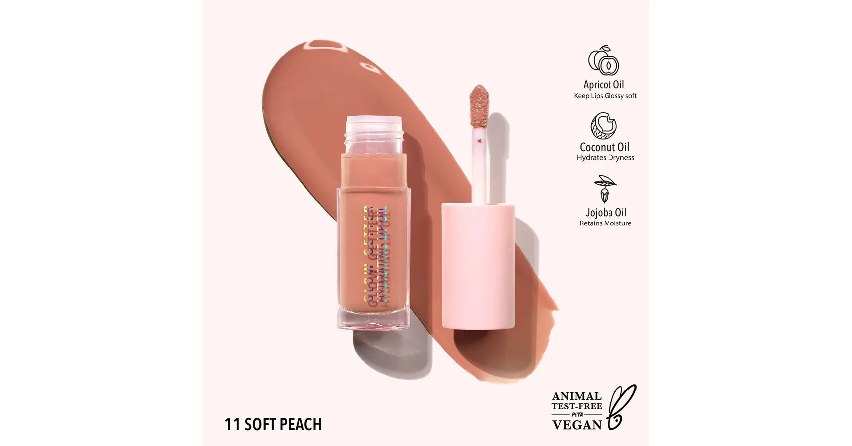 MOIRA Glow Getter Hydrating Lip Oil - Soft Peach