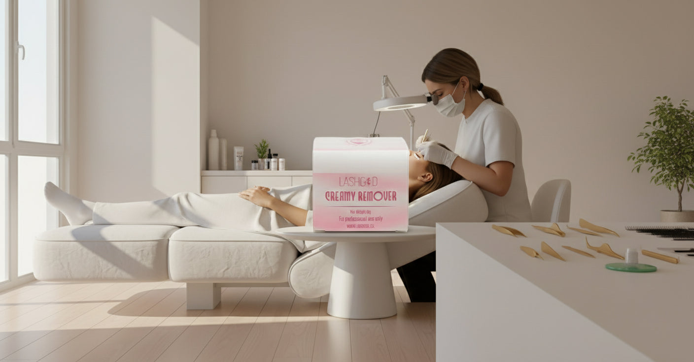 Box of Lashaid Creamy Remover on a black background