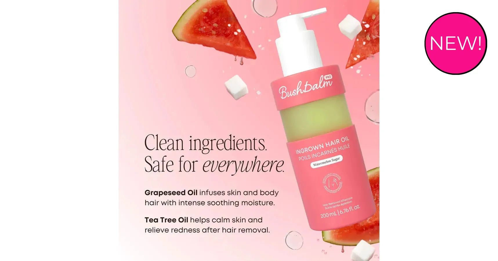 Bushbalm Watermelon Sugar Oil Ingrown Hair - backbar (200ml)
