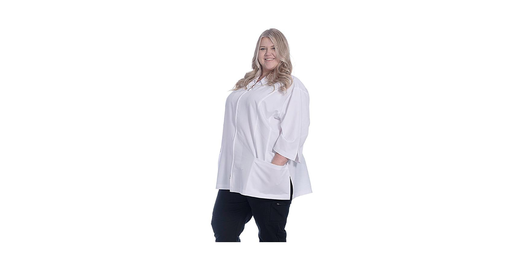 Greentown 4-way stretch Flaunt 3/4 Sleeve 2 way Full Zip Jacket White XLarge