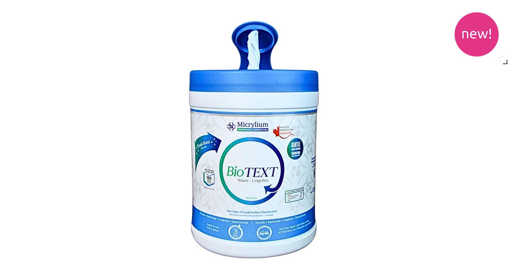 BioTEXT One-Step Canister Wipe RTU (160 Sheets)