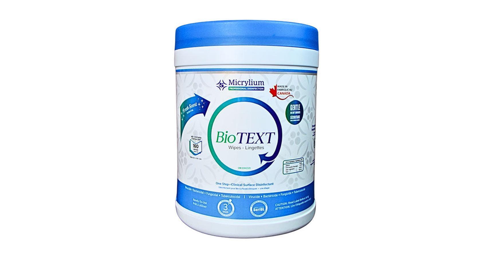 Bio Text Cleaner Micrylium BioTEXT One-Step Canister Wipe RTU (160 Sheets)