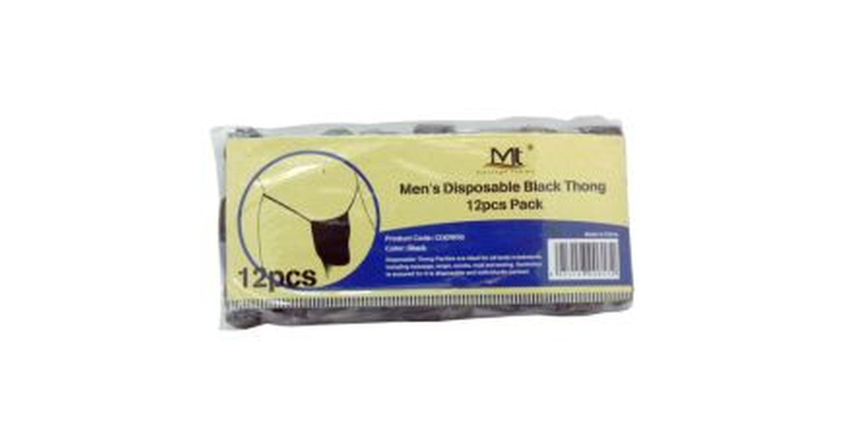Disposable Men's Thong (Black, 12/pack)