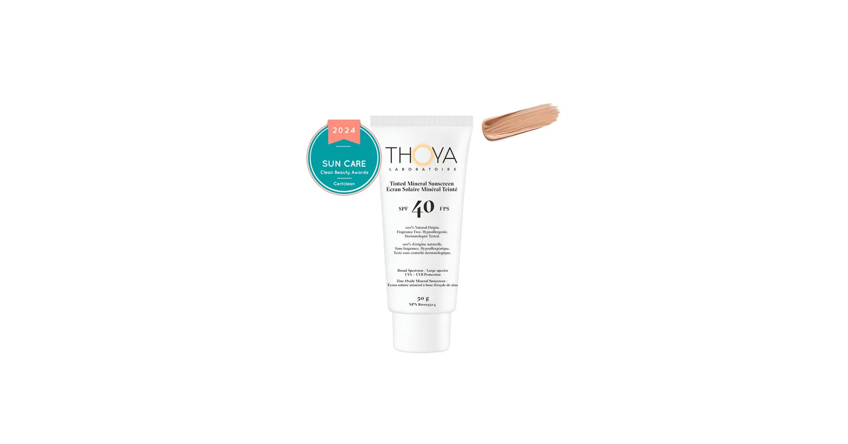 THOYA Tinted Mineral Sunscreen SPF40 #1 Porcelain (50ml)