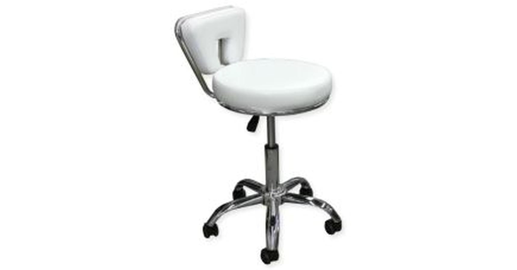 Round Stool with Back Support (White)
