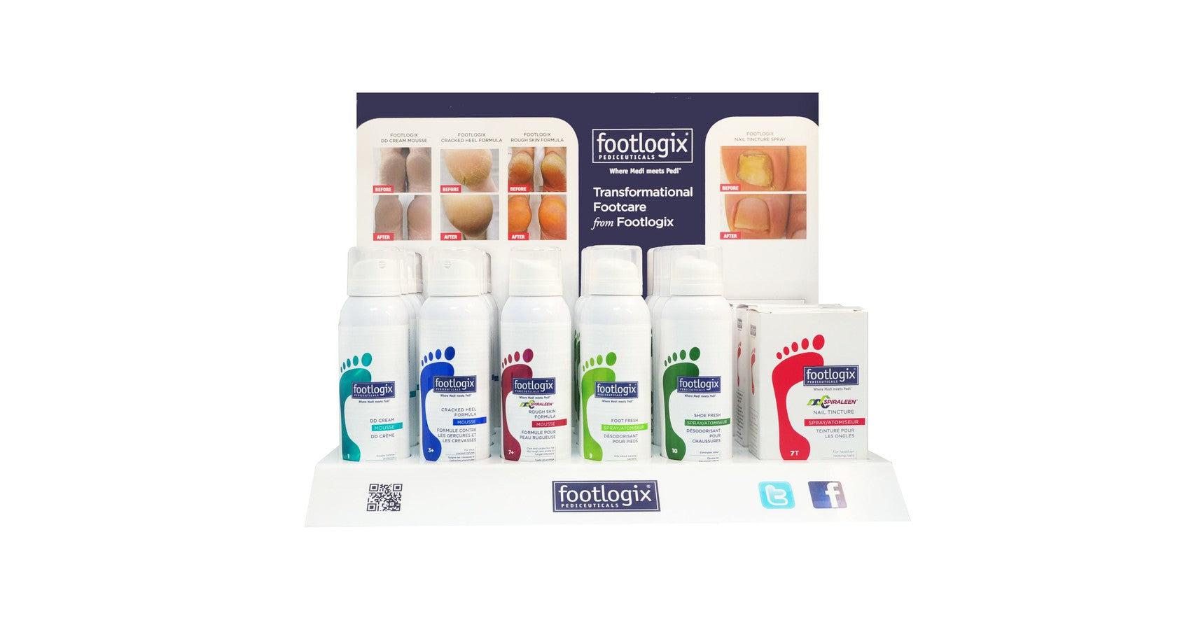 Footlogix Retail Counter Display Prepack with Spiraleen