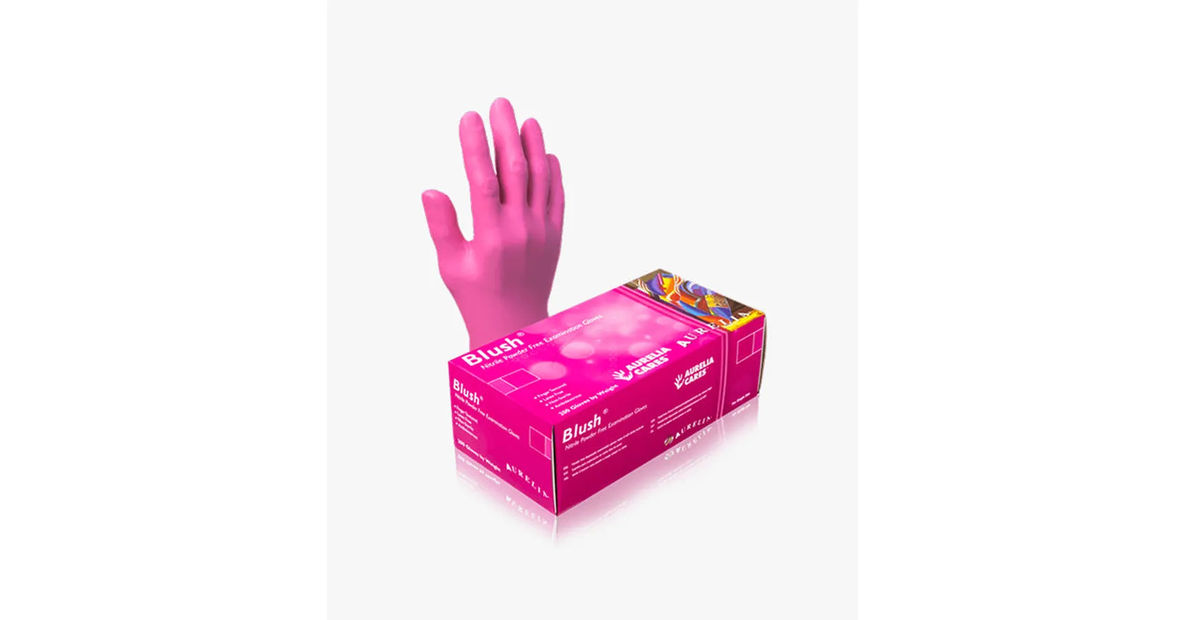 Gloves - Aurelia Blush Nitrile Hot Pink (Powder Free) Large (200/Box)