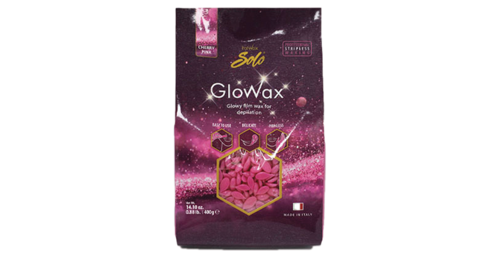 Italwax Hot Film Wax In Granules Cherry Pink Glowax 400g
