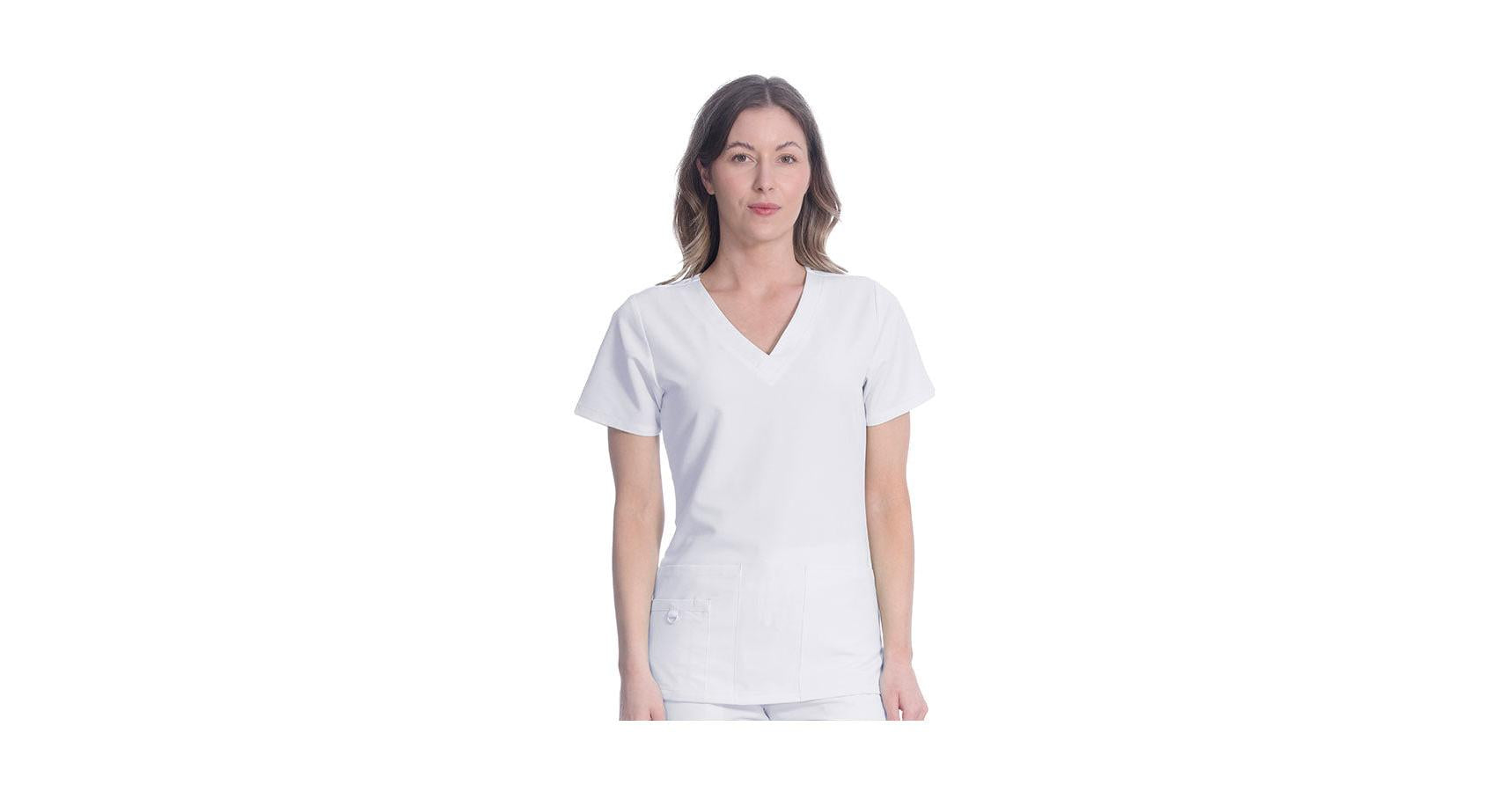 Greentown 4-way stretch Flaunt Top White V-Neck XLarge