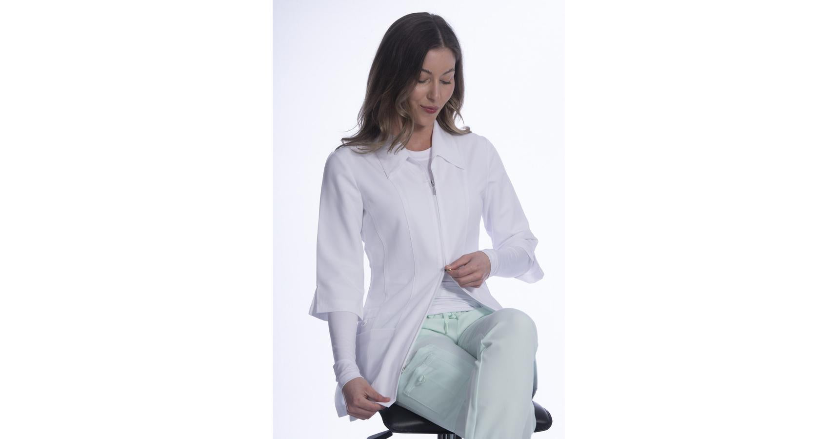 Greentown 4-way stretch Flaunt 3/4 Sleeve 2 way Full Zip Jacket White S