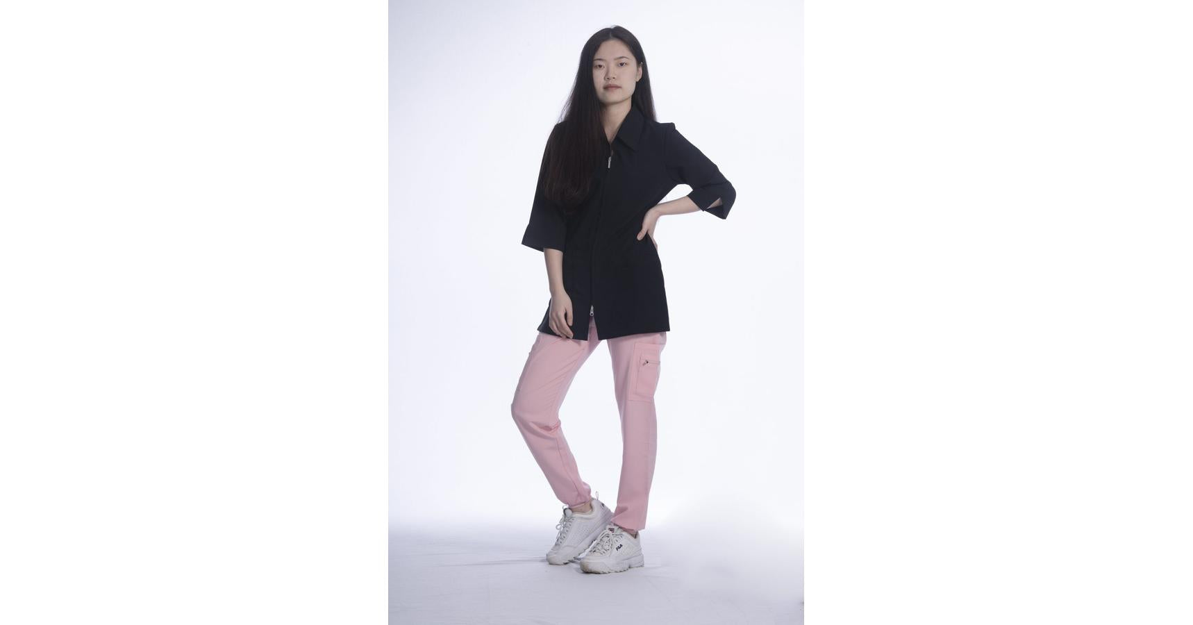 Greentown 4-way stretch Flaunt 3/4 Sleeve 2 way Full Zip Jacket Black XS