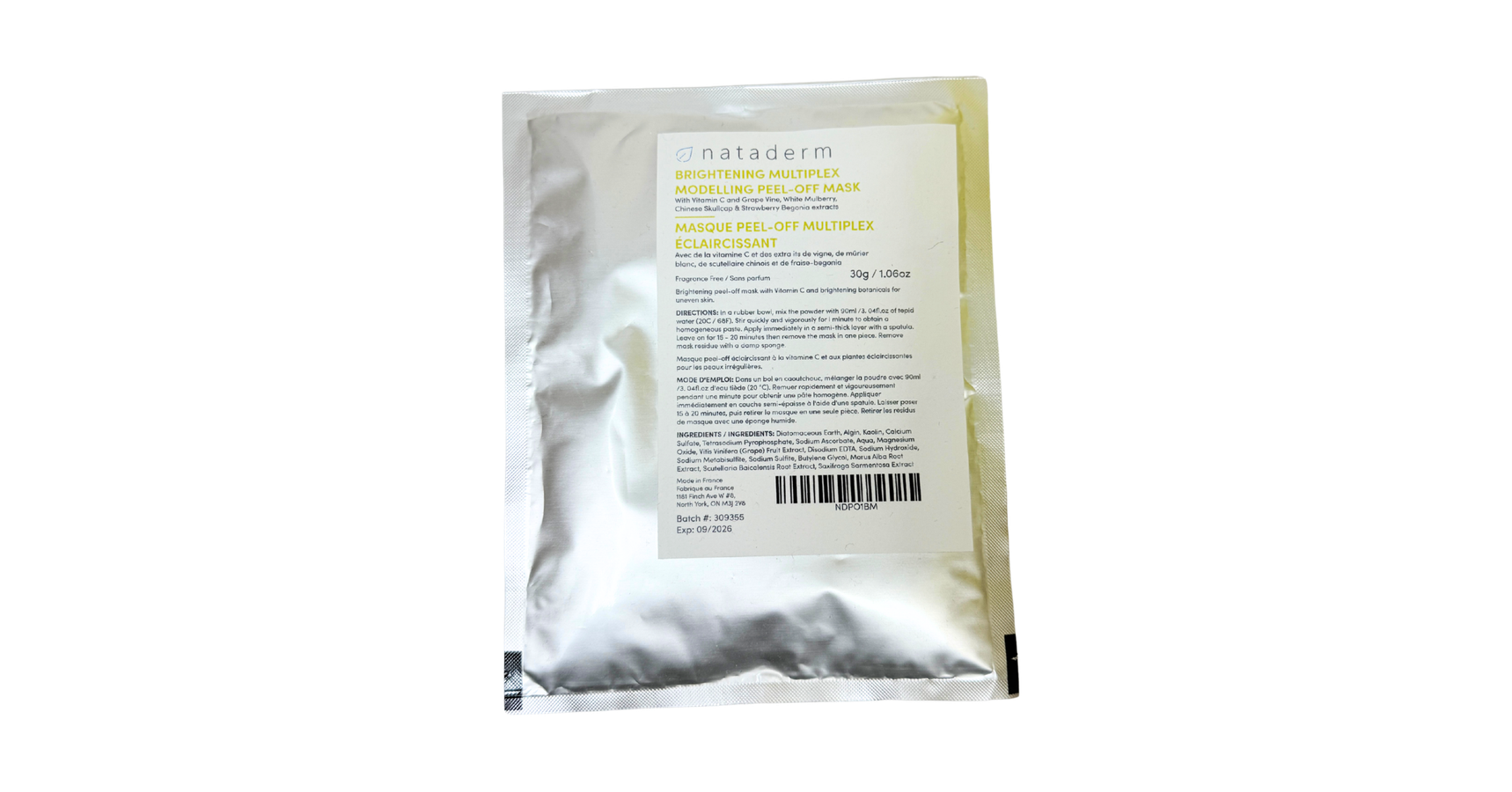 Nataderm Brightening Multiplex Modelling Peel-Off Mask 30g single portion