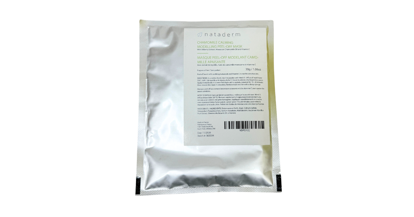 Nataderm Chamomile Calming Modelling Peel-Off Mask (30g single portion)