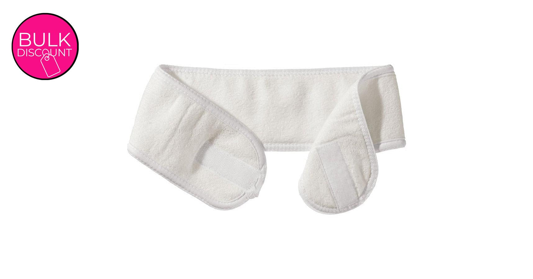 Terry Headband with Velcro Closure (white)