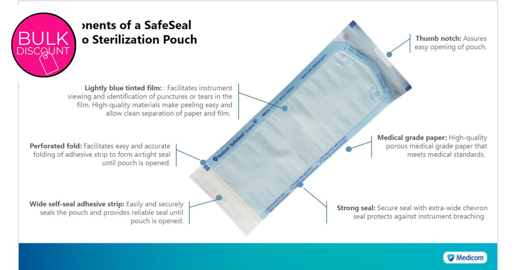 Self-Seal Sterilization Pouches - various sizes - (200/box)