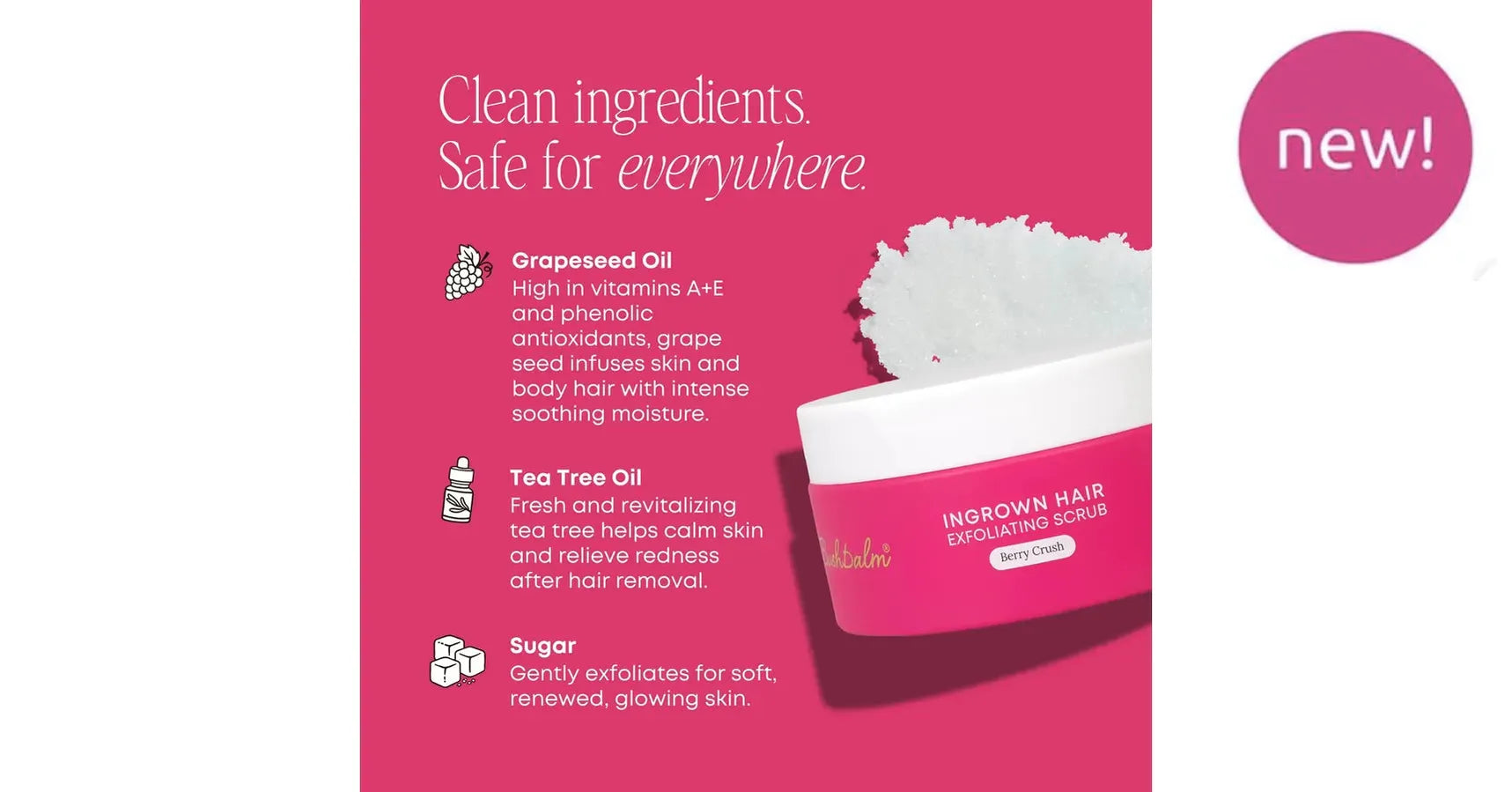 Bushbalm Berry Crush Exfoliating Scrub Ingrown Hair (8oz/236ml)