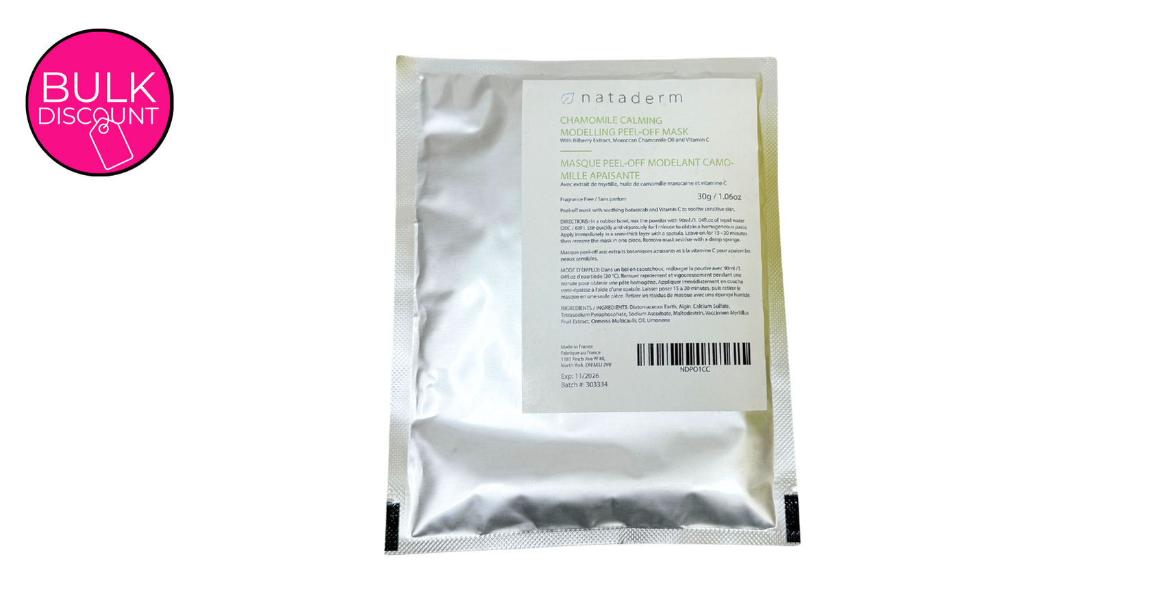 Nataderm Chamomile Calming Modelling Peel-Off Mask (30g single portion)
