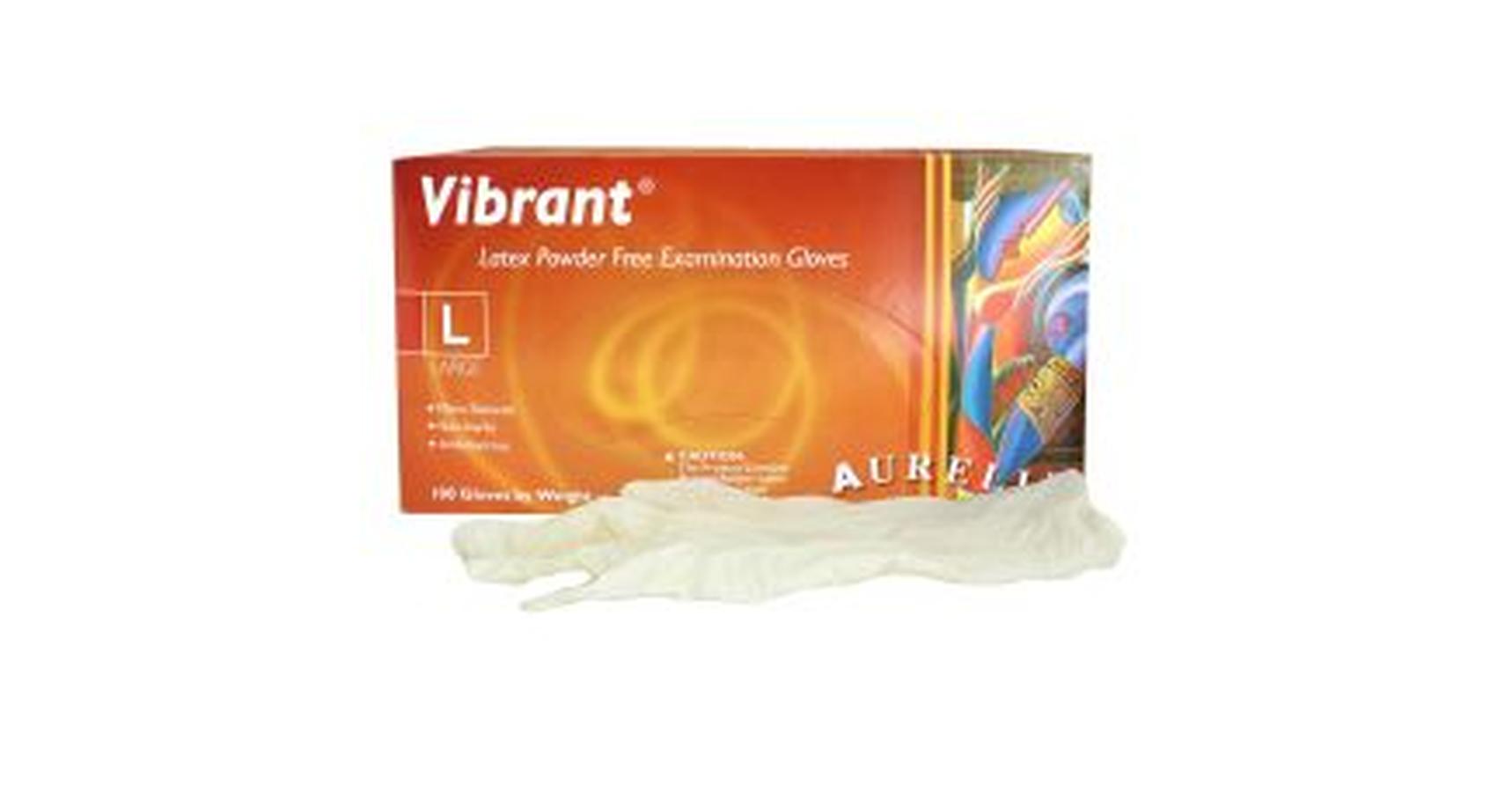 Gloves - Aurelia Vibrant Latex (Powder Free) Large (100/Box)