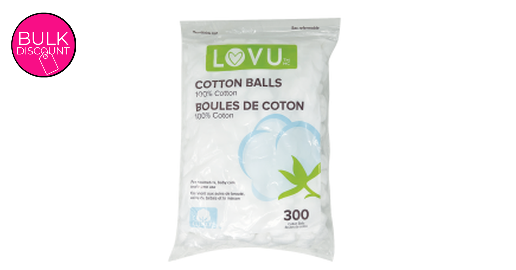 LovU Cotton Balls 100% Cotton Regular Size (300/bag)