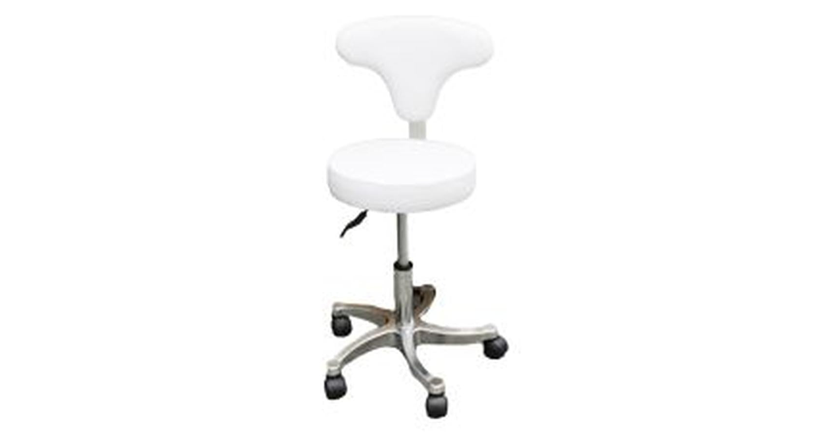 White Gas-Lift Stool w Adjustable Back Support