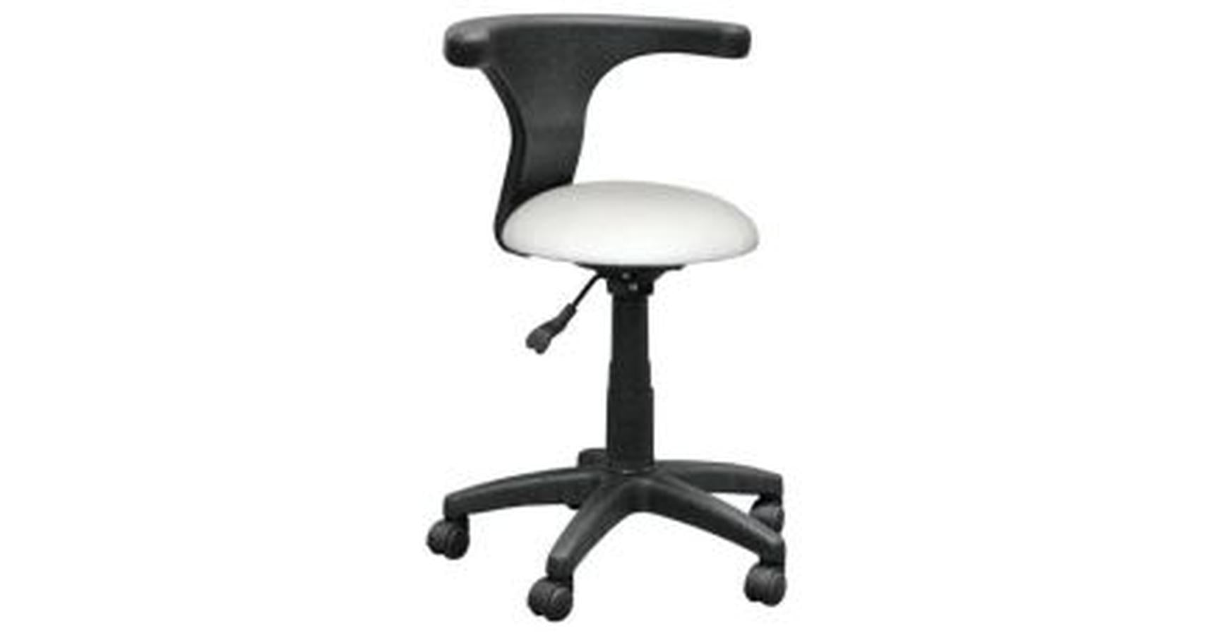 Round Stool with Black Back/Arm Support (white)