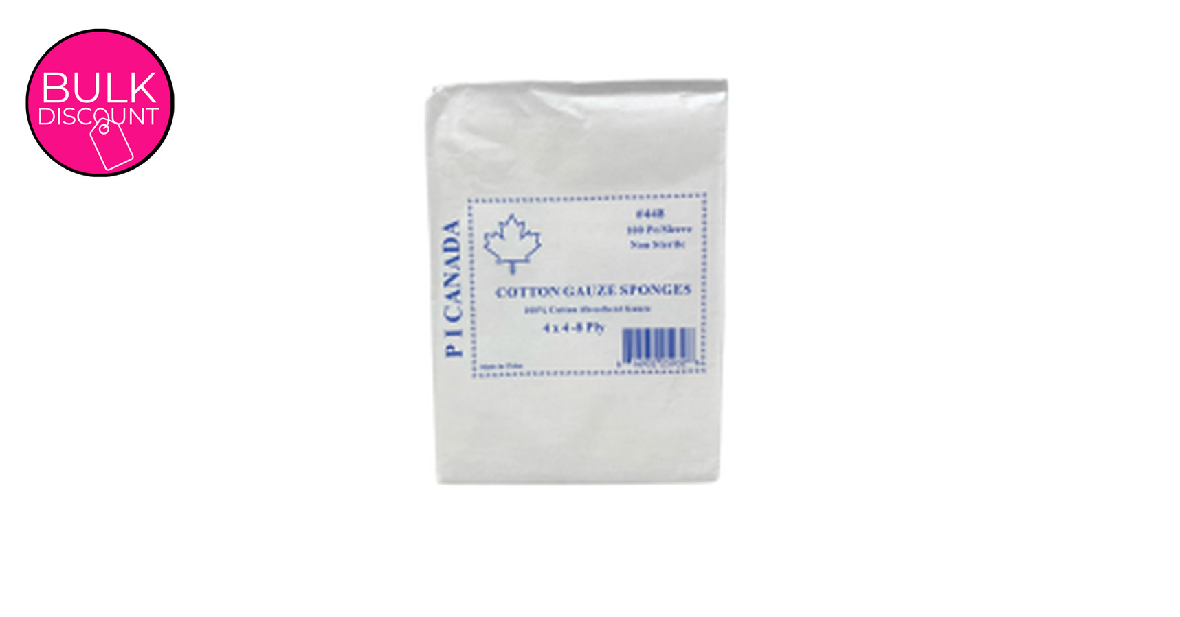 Absorbent Cotton Gauze 8-Ply 4"x4" (100/pack)